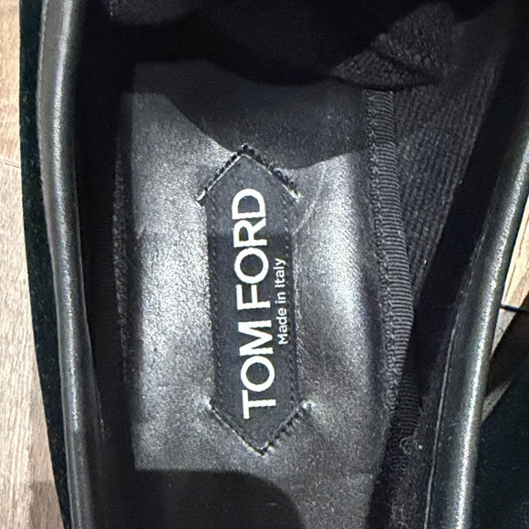 Tom Ford Black Loafers with Gold Chain Accent
